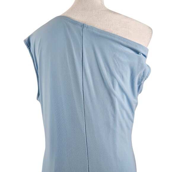 Pretty Garden Womens Formal XL One Shoulder Ruched Maxi Dress Light Blue Wedding - Picture 6 of 11